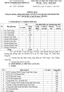 Thông báo công tác phòng, chống dịch bệnh Covid-19 trên địa bàn tỉnh Khánh Hòa (từ 7 giờ đến 12 giờ ngày 1-8)