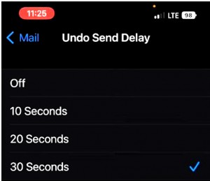 Cách chọn thời hạn rút lại email trên iOS 16